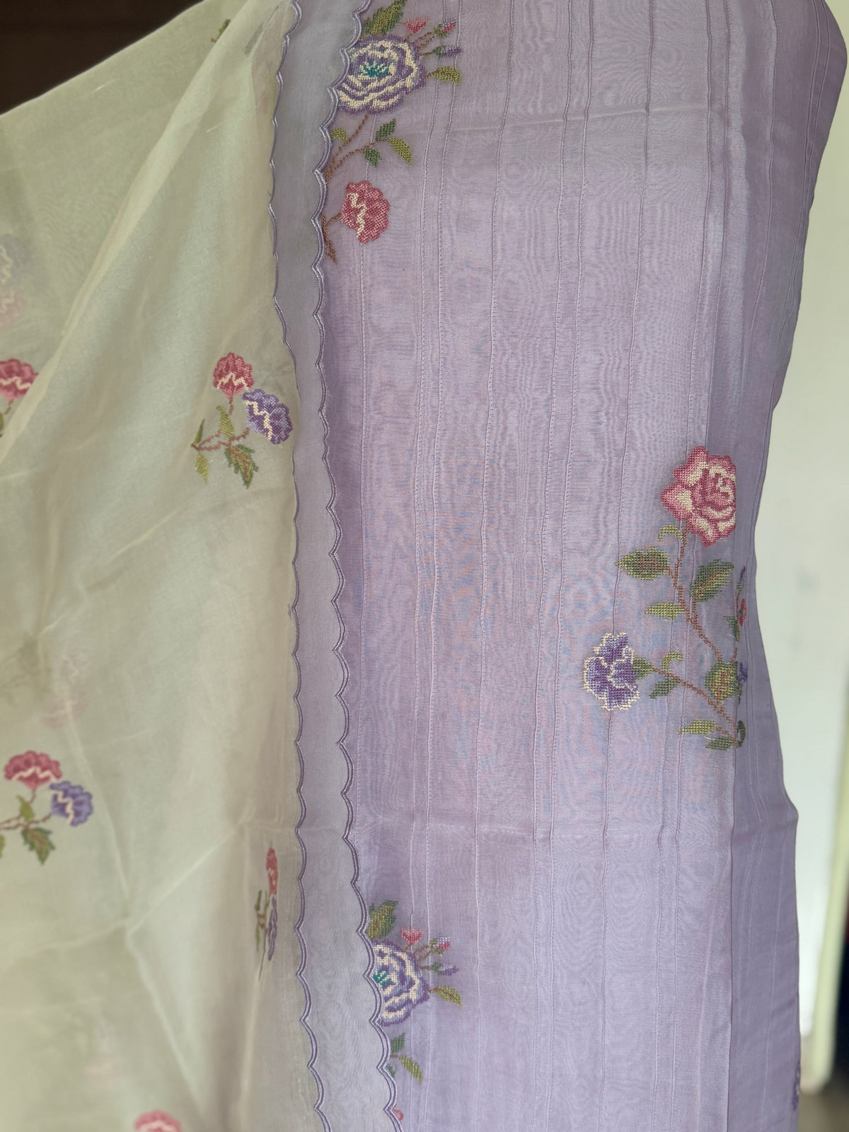 Lilac Garden Cross Stitch-3 Piece Suit Set
