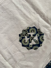 Abhira Blue White Patchwork-3 Piece Suit Set