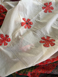 Abhira Green White Patchwork-3 Piece Suit Set