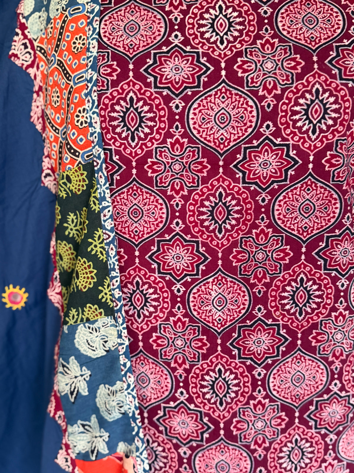 Abhira Blue Pink Patchwork-3 Piece Suit Set