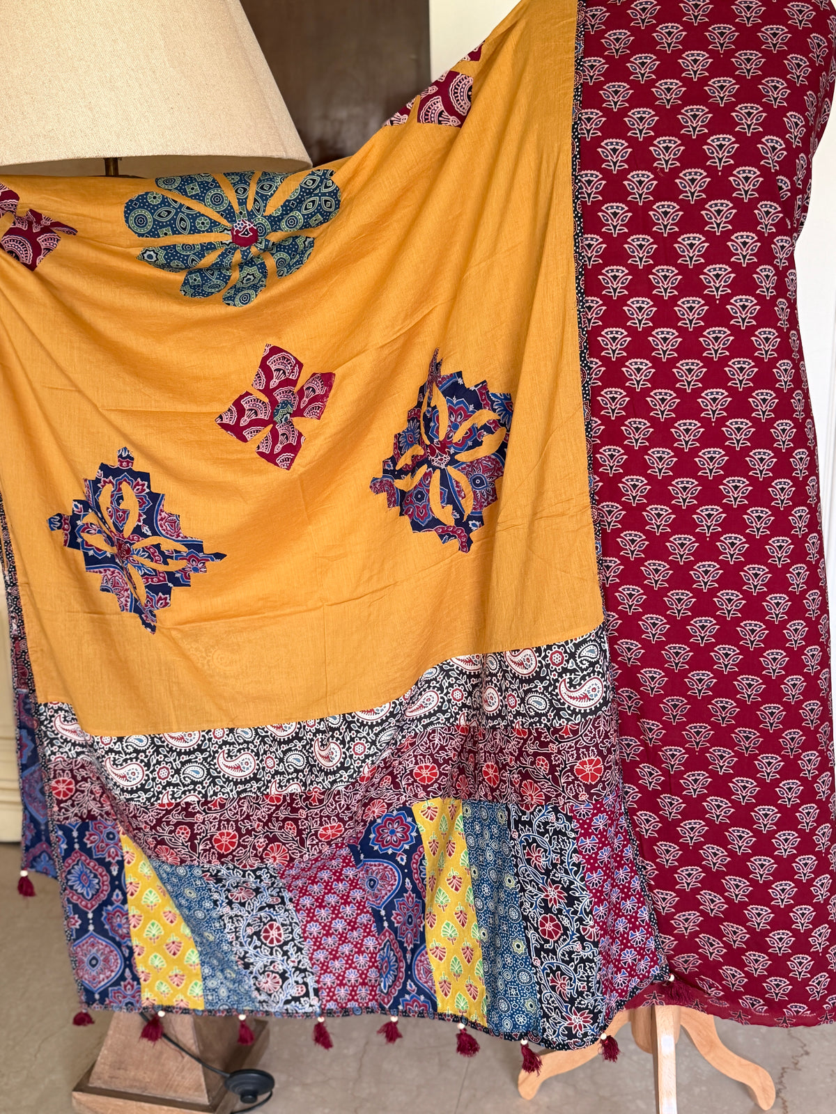 Abhira Red Yellow 2 Patchwork-3 Piece Suit set
