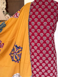 Abhira Red Yellow 2 Patchwork-3 Piece Suit set