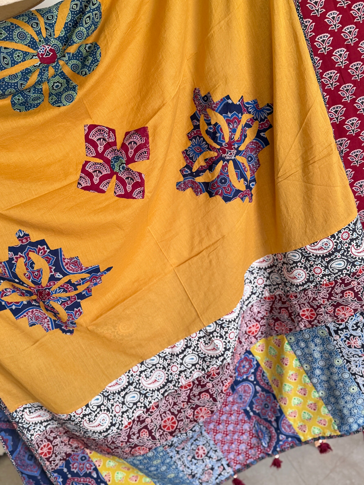 Abhira Red Yellow 2 Patchwork-3 Piece Suit set