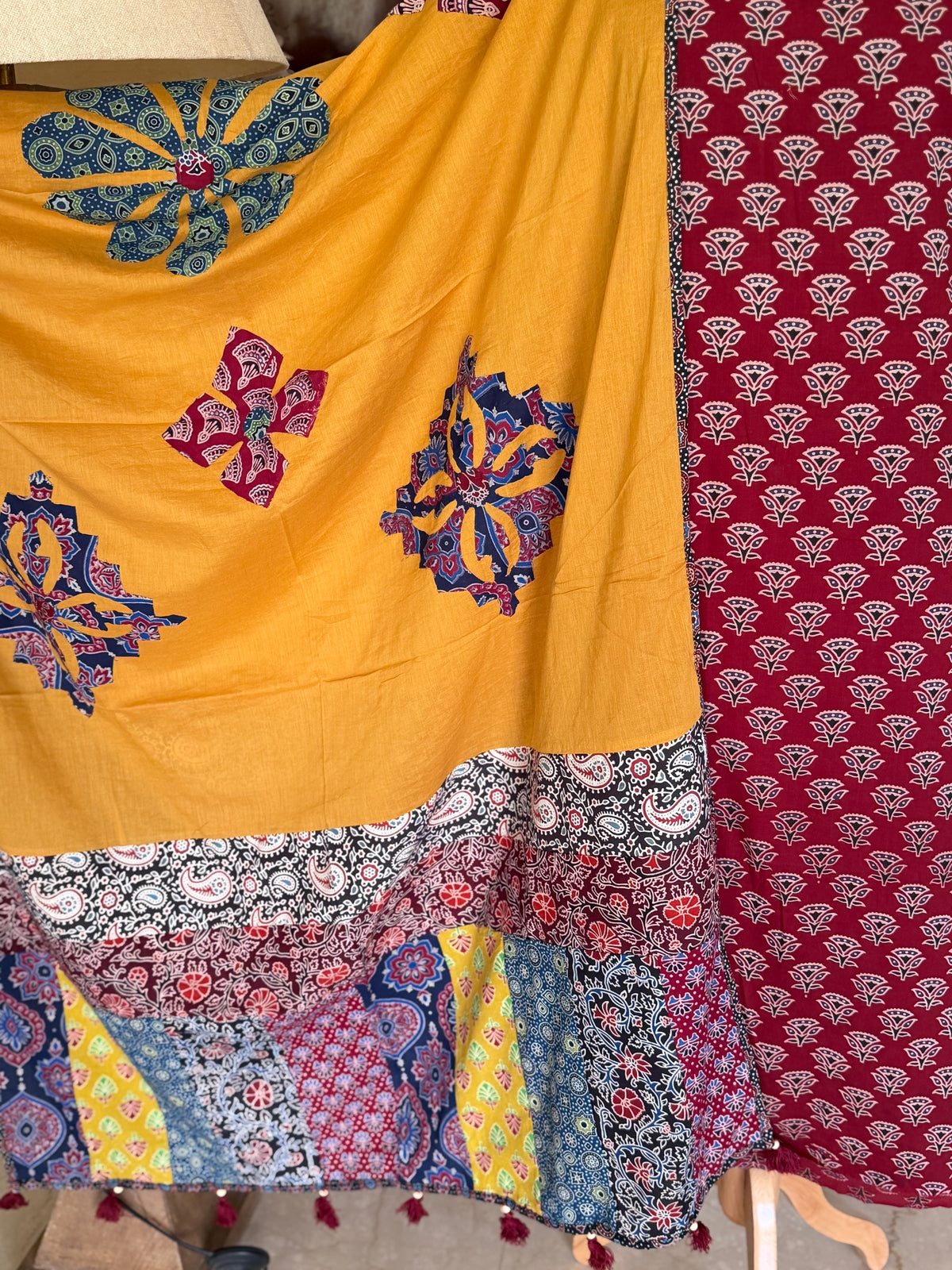 Abhira Red Yellow 2 Patchwork-3 Piece Suit set