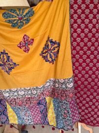 Abhira Red Yellow 2 Patchwork-3 Piece Suit set