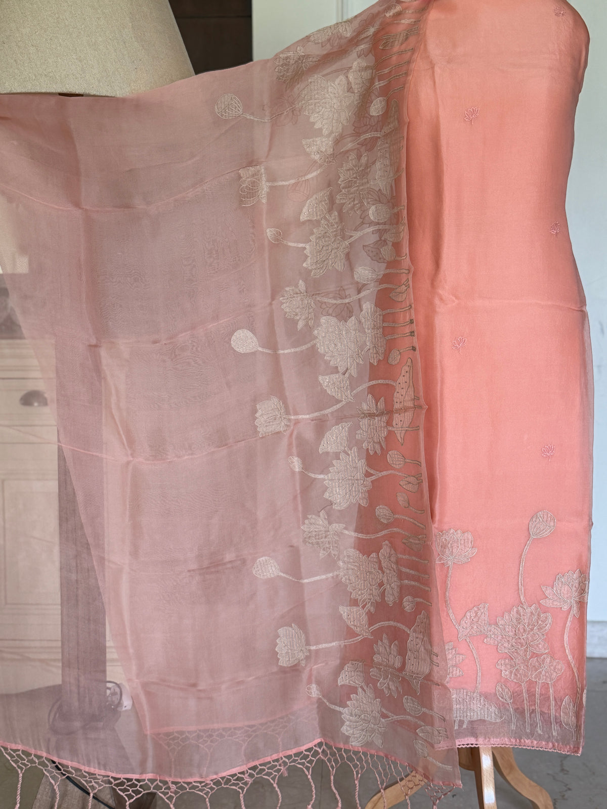 Lotus Pastel Orange-3 Piece Suit Set