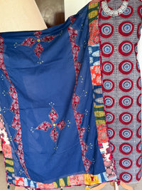 Abhira Blue Patchework-3 Piece Suit Set