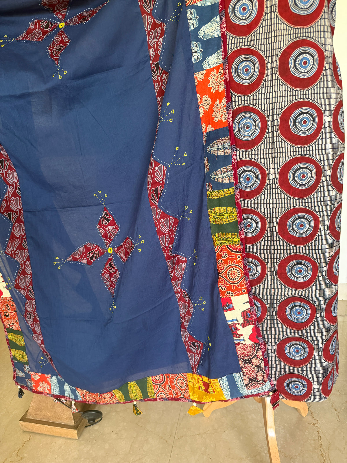 Abhira Blue Patchework-3 Piece Suit Set