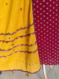 Abhira Red Yellow Patchwork-3 Piece Suit Set