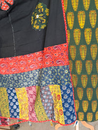 Abhira Green Black Patchwork-3 Piece Suit Set
