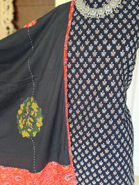 Abhira Black Patchwork-3 Piece Suit Set