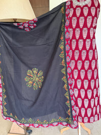 Abhira Red Patchwork-3 Piece Suit Set
