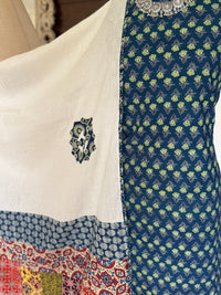 Abhira Blue White Patchwork-3 Piece Suit Set