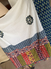 Abhira Blue White Patchwork-3 Piece Suit Set