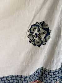 Abhira Blue White Patchwork-3 Piece Suit Set