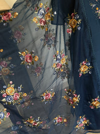 Blue Rose Petal Mul Chanderi-3 Piece Suit Set