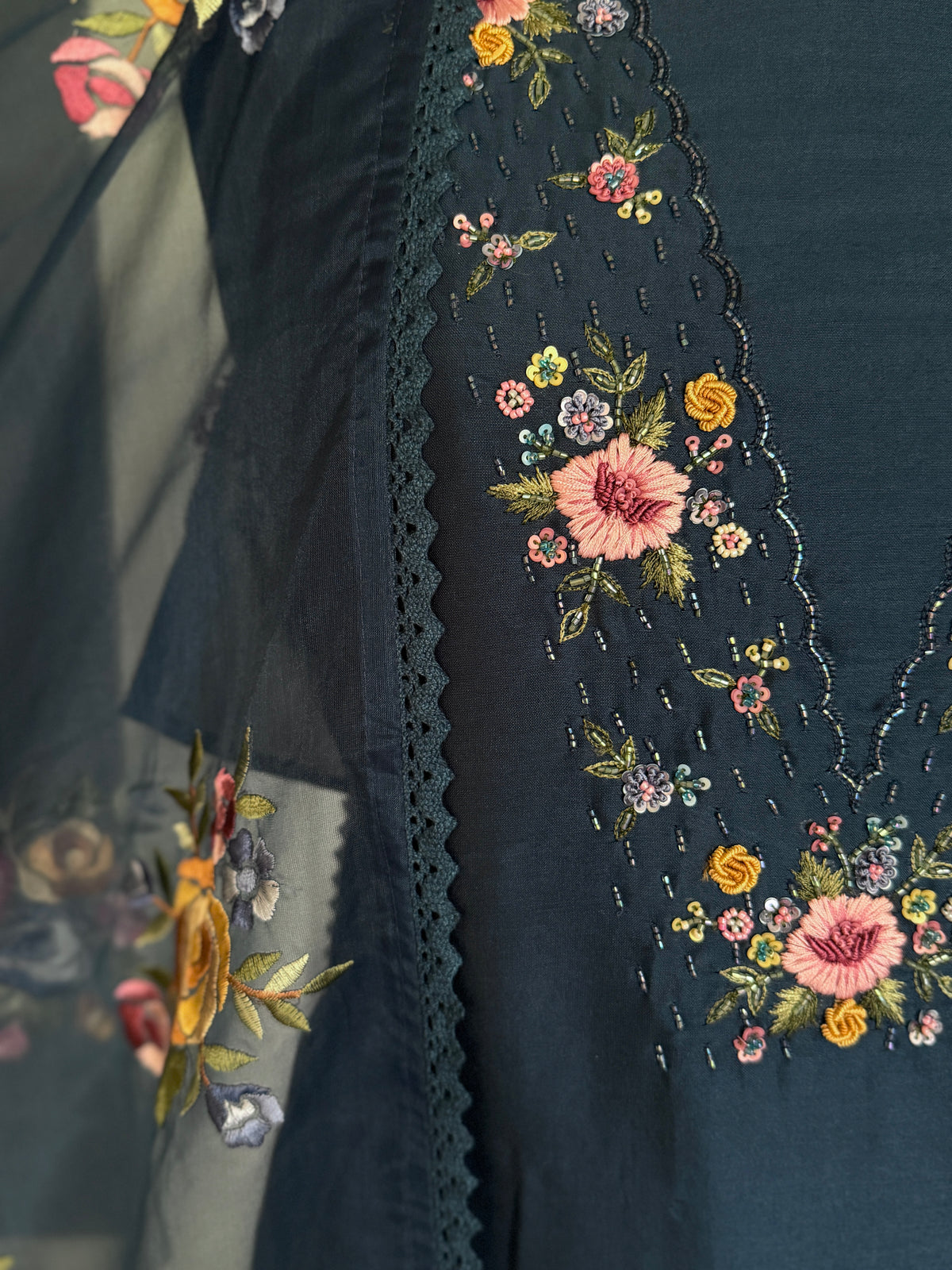 Blue Rose Petal Mul Chanderi-3 Piece Suit Set
