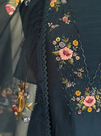 Blue Rose Petal Mul Chanderi-3 Piece Suit Set