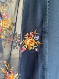 Blue Rose Petal Mul Chanderi-3 Piece Suit Set