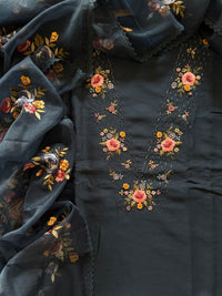 Blue Rose Petal Mul Chanderi-3 Piece Suit Set