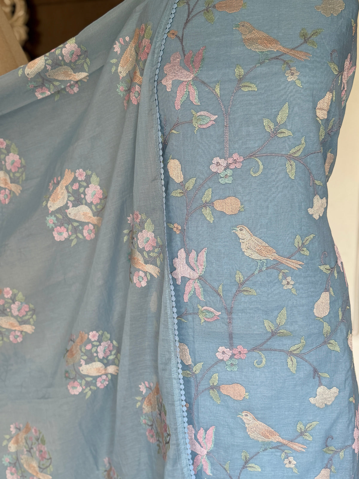 Bluish Pink Bird-3 Piece Suit Set