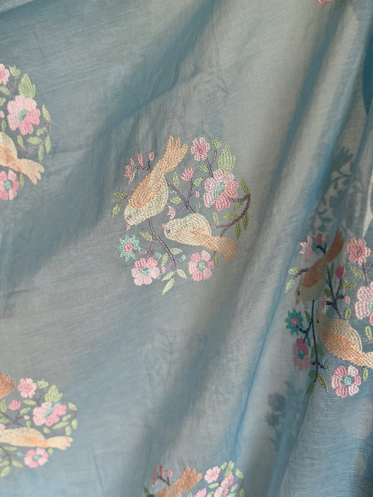 Bluish Pink Bird-3 Piece Suit Set