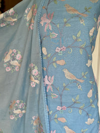 Bluish Pink Bird-3 Piece Suit Set