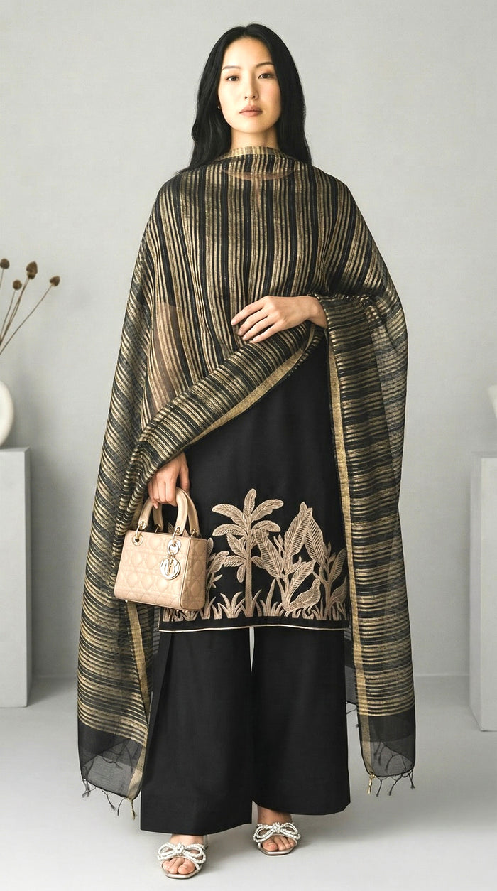 Golden Strip Noir-3 Piece Suit Set